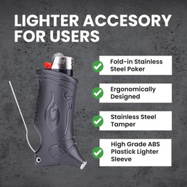 Toker Poker - Bic Lighter Case Multi Tool 2.0 - Black, All Inclusive Tool for Camping and Other