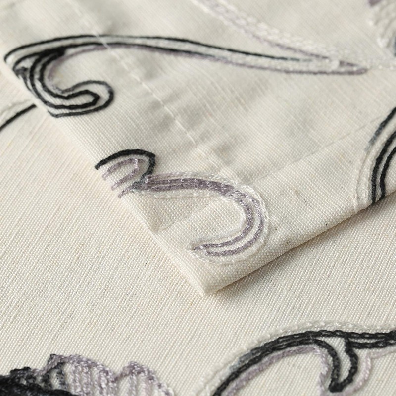 VOGOL Kitchen Curtain Valances for Small Windows, Gray Vines Embroidered