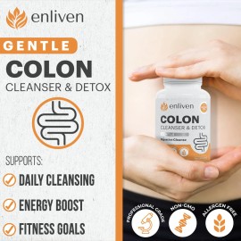 Enliven Limpieza Diario Colon Detox Cápsulas 60 Natural Usa