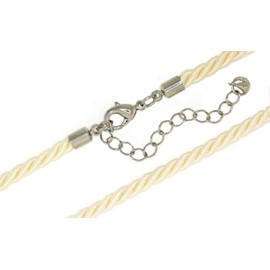 Mevoi 18" White Creme Three Ply Twisted Faux Silk Cord Necklace 2in Extender - 4.0MM