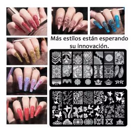 Estampas Sello Uñas 12 Sellos Uñas Decoración:10 Placas Uñas,estampador,raspador