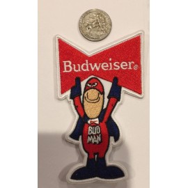 Unbranded BUDWEISER " BUD MAN " EMBROIDERED IRON ON PATCH 4 X 2.5" NICE