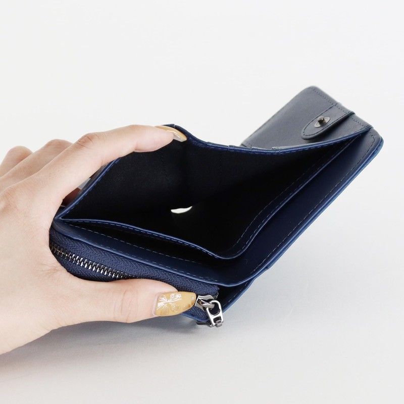 Logo Spark Men's Bi-fold Wallet, Round Zipper, Slim, Embossed, Embossed