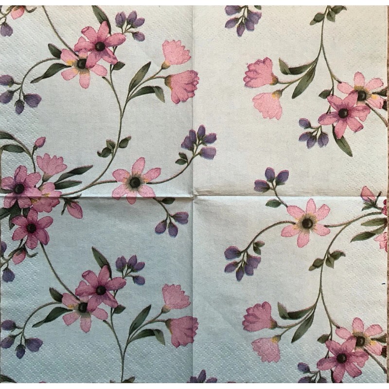 1 single Decoupage Craft Napkin Floral Blue Pink Purple Spring