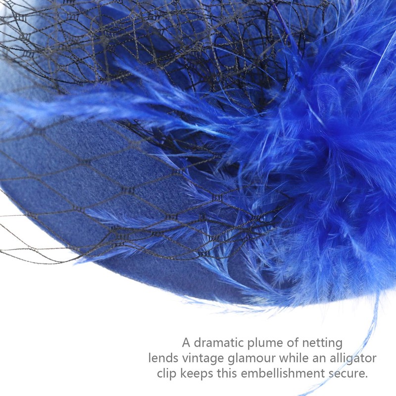 DRESHOW Fascinator Hats for Women Pillbox Hat with Veil Headband