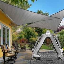 Amgo Heavy Duty 20' x 20' x 20' Grey Sun Shade Triangle Pro Ring Shade Sail, 260 GSM Commercial Grade UPF50 Sunshade, Reinforced Corners & Edges - 5 Years Warranty (We Make Custom Size)