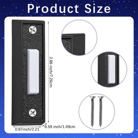 Lighted Doorbell Button, Wall Mounted Doorbell Switch with LED Light, Wired Door Bell Push Buttons for Garage Door Opener, Transformer, Ringers, Buzzers (Black)