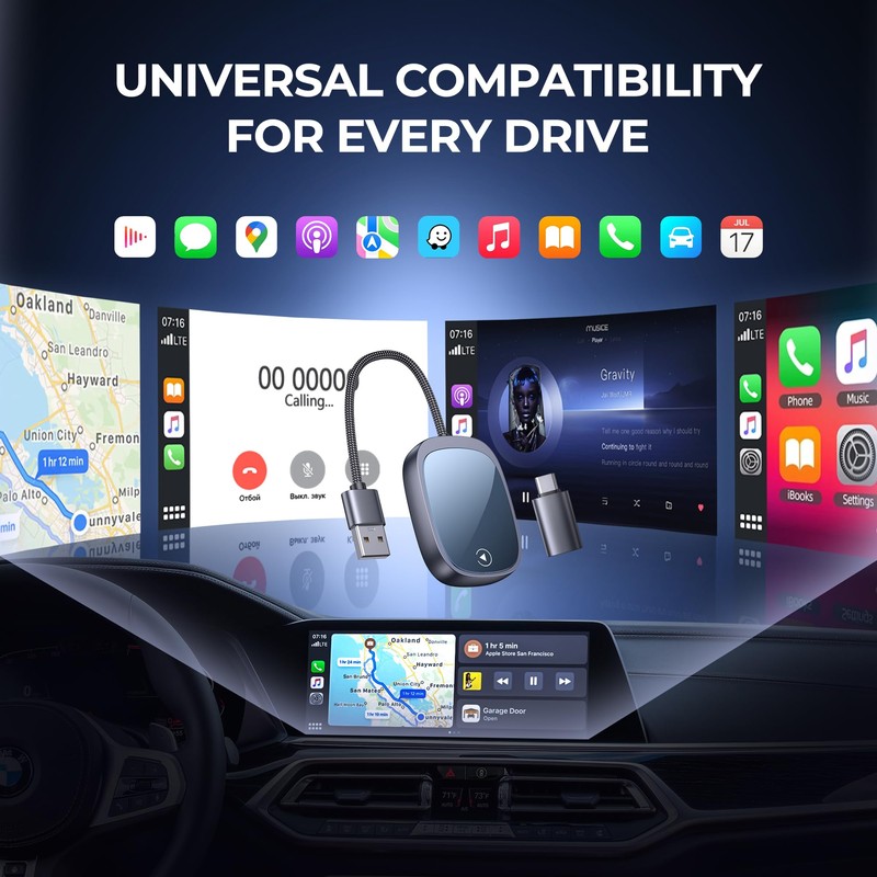Wireless Android Car/Carplay Wireless Adapter 2 in 1 - Wireless