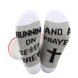 POFULL Coffee Gift Coffee Addict Gift Iced Coffee Lover Gift Running On Coffee Socks Novelty Socks For Coffee Lovers (US, Alpha, One Size, Regular, Regular, RUNNING ON SEVEN)