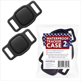 Impresa 2-Pack Waterproof Silicone Dog Collar Tracker Case - Compatible with Eufy Smart Track Link & Petloc8 GPS - Black - Fits up to 1" Collar - Tile Cover & Bluetooth Case for Pets