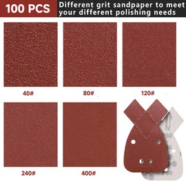 PMIQSA 80PCS 60 Grits Black and Decker Mouse Sander Paper 4 Hole Mouse Sanding Pads Detail Hand Sandpaper Sheets for Grinding and Polishing