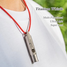 Boundless Voyage Titanium Whistle Emergency Survival Safety Whistles with Lanyard Loud for Outdoor Camping Hiking Coaches Training Sports Keychain Whistle (1 PCS - Ti9015O)