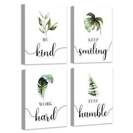 Boho Botanical Plant Inspirational Wall Decor, Motivational Wall Art, Office & Bedroom Wall Decor, Positive Quotes & Sayings, Daily Affirmations for Men, 8x10 inch (20x25 cm,Wooden Frames)