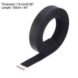 MECCANIXITY Leather Straps Strip Belt 1.2cm(0.5" Width) 100cm(40" Length) Leather Strips String Black for DIY Craft, Jewelry, Key Chains, Pack of 2