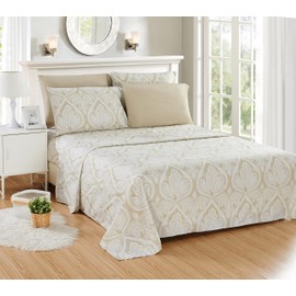 Lux Decor Collection Bed Sheet Set - Brushed Microfiber 1800 Thread Count Bedding - Wrinkle, Stain, Fade Resistant & Hypoallergenic - Deep Pocket Queen Size Sheets Set - 6 PC (Queen, Paisley Ivory)