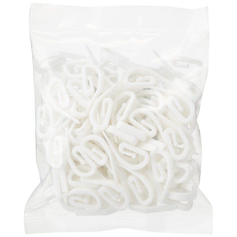Merriway BH04576 (100 Pcs) White Plastic Curtain Hooks - Pack