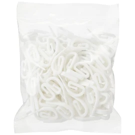 Merriway BH04576 (100 Pcs) White Plastic Curtain Hooks - Pack of 100 Pieces