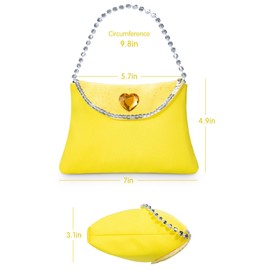 Topney Little Girls Princess Costume Accessories Set - with Princess Dress Up Handbag, Necklaces, Rings, Earrings (Yellow Heat)