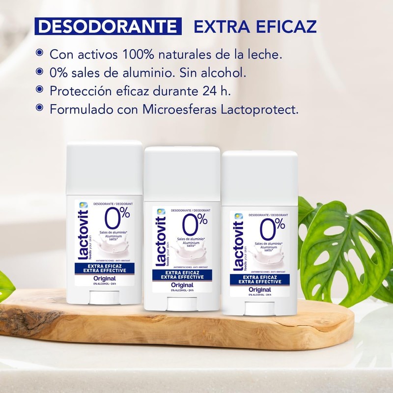 Desodorante barra Lactovit Original 3x60 ml – 24 h de