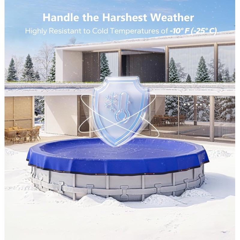 POOLHACKER 2025 Upgrade 15 ft Round Winter Pool Cover -
