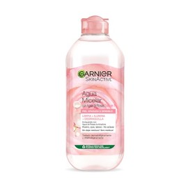 Garnier Skin Active Agua micelar desmaquillante con Agua de Rosas, 400ml. Limpia, desmaquilla e ilumina, ideal para piel opaca y sensible             