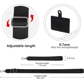mylovetime Multi-pack Phone Lanyard Crossbody & Phone Wrist Strap with 6 Patches, Adjustable Lanyard for Phone Lanyard Neck Strap, Universal Anti Theft Phone Strap Crossbody for All Smartphones Black