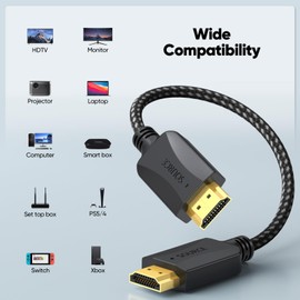 Short HDMI Cables 1 Ft, 5-Pack Thin 4K HDMI Cables Braided- High Speed HDMI 2.0 Cable Male to Male Flexible with Ethernet, 4K@60hz HDR 3D ARC & CL3 Rated