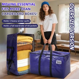 Cryster 4-Pack Extra Large Heavy-Duty Moving Bags – Storage Bags with Reinforced Handles & Durable Zippers, Sturdy Totes for Storage, Packing, and College Essentials