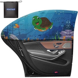 PEMOTech Car Window Shade for Baby: 2 Pack UV Protection Car Side Window Sun Shades Cartoon Animal Design, Universal Stretchable Sun Shades, Privacy Protect for Kids,Family,Pets,Tints (27.2"x39.8")