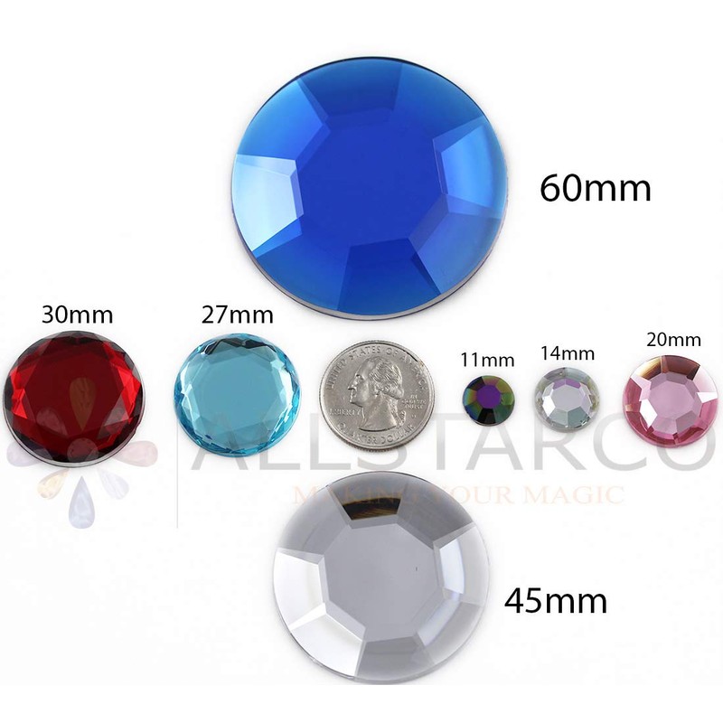 Allstarco 2 x 60mm Aqua Blue Acrylic Flat Back Rhinestones