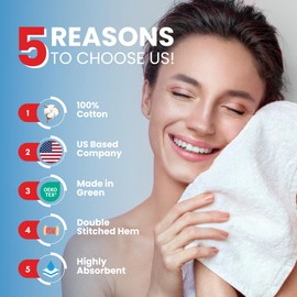 Infinitee Xclusives Premium White Bath Towels for Bathroom Set of 4 (27x54 Inches), 100% Soft Ring-Spun Cotton Bathroom Towels (Cosmic Sand, Washcloths - 4 Pack)