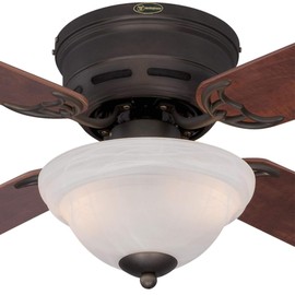 Westinghouse Lighting 7230500 Hadley 42 Inch Oil Rubbed Bronze Indoor Ceiling Fan, Dimmable LED Light Fixture with White Alabaster Bowl