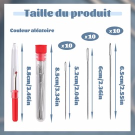 30 Pieces Large Eye Sewing Needles, Stainless Steel Sewing Needles in 3 Sizes, Sewing Needles with Needle Bottle for Crafts and Sewing