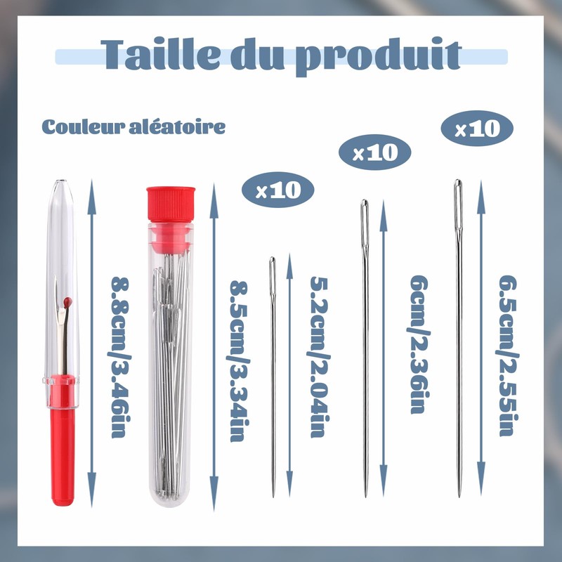 30 Pieces Large Eye Sewing Needles, Stainless Steel Sewing Needles