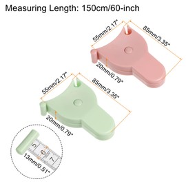 HARFINGTON 2pcs Body Measure Tape 60" 150cm Automatic Telescopic Tape Measure Retractable Measuring Tape with Lock Pin & Push-Button for Body Measurements, Sewing, Fabric, Cloth, Green, Pink