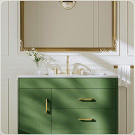 Phiestina Brushed Gold 3 Hole Widespread Bathroom Sink Faucet, 8 Inch Bathroom Faucet Set with Metal Pop UP Drain and Valve, WF15-1-BG