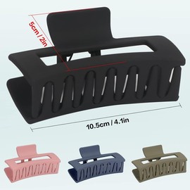 FAMEZA Hair Claw Clips 4 Pack 4.1 Inch Nonslip Large Matte Claw Clip for Women Strong Hold Non-Slip Barrettes Rectangular Jaw Clips for Long Thin Thick Hair (MULTICOLOR)