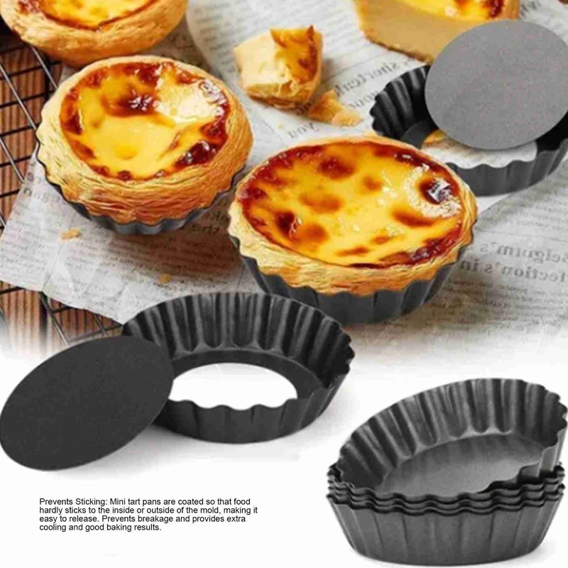 6Pcs 3in Quiche Pan Food Grade Prevents Sticking Carbon Steel