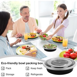 Paquete de 30 contenedores para preparar comida, contenedores de almacenamiento de alimentos de plástico con tapas, contenedores para preparar comida redondos, sin BPA, contenedores para almuerzo