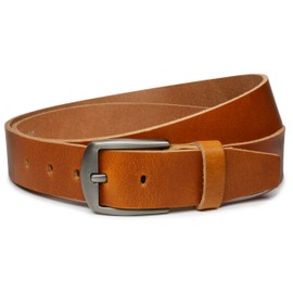 Vascavi Leather belt, full leather belt, buffalo leather, denim belt, approx. 4 cm wide, trouser belt, made in Germany, Cognac (light brown)