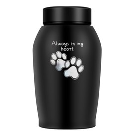 UNICRAFTALE Small Urns Mini Cremation Human Ashes Holder Black Urn Paw Print Stainless Steel Memorial Keepsake Ash Funeral Urn for Pet Small Ashes Urns for Human Family Friends Pets Memoria