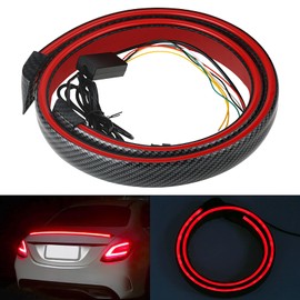 Car Streamer Tail Light Strip Light Turn Signal Red LED Strip Universal Exterior Accessories for Rear Spoiler Lip Trunk Roof Wing Trucks Carbon Fiber (51 Inch)