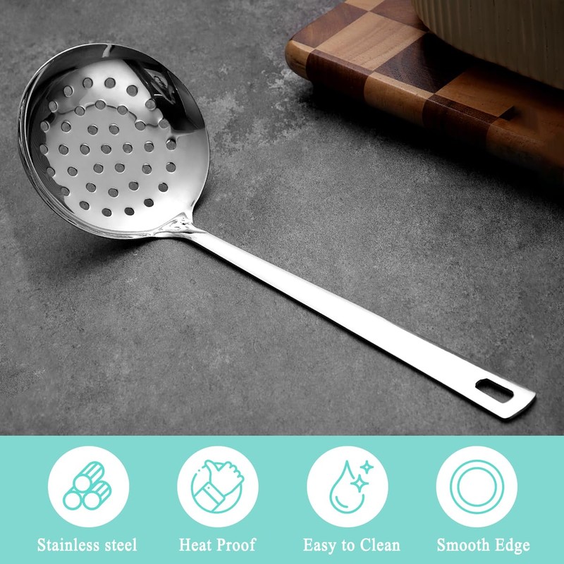 Berglander Kitchen Skimmer Slotted Spoon - Stainless Steel Spider Strainer