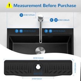 YOTOCK Mat for Kitchen Sink, Kitchen Sink Water Splash Guard, Silicone Draining Mat for Kitchen, Counter, Bathroom(Black)