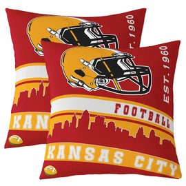 Erosebridal - Juego de 2 fundas de almohada de fútbol de 18 x 18 pulgadas, fundas de almohada para aficionados al fútbol americano para niños, fundas de cojín de fútbol americano y ciudad, color rojo,