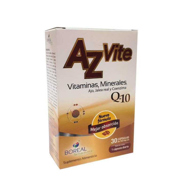 Suplemento Alimenticio AzVite caja c/ 30 Cápsulas. Multivitamínico Suplemento Nutricional.