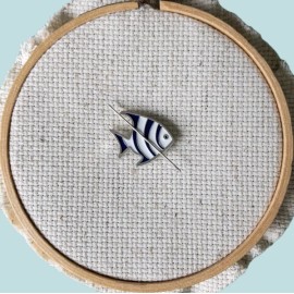 StewArt Stitches Fish Enamel Needle Minder, Fridge Magnet, Magnetic Lapel Pin
