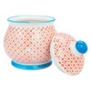 Patterned Milk Jug 300ml & Sugar Pot/Bowl Set - Orange/Blue