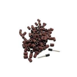 TMAX 100 pc 1/4 Inch Sand Drum Grit 180 Medium with 2 pc 1/8 Inch Mandrel for Dremel Rotary Tools