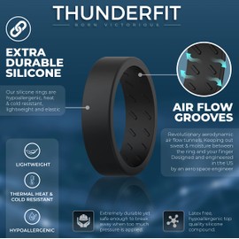ThunderFit Silicone Wedding Rings for Men, Smooth/Stone Design Rubber Engagement Bands 7mm Wide 2.4mm Thick - 1/4/7 Variety Multipack